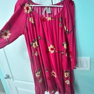 Floral Embroidered Pink Dress
